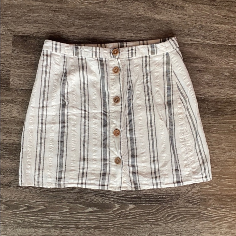 White and Grey Striped Skirt
